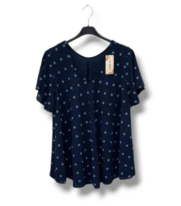 ​Blouse Fluide Noire & Pois Blancs