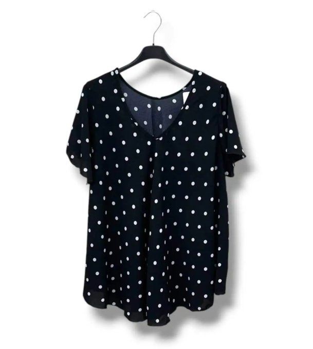 ​Blouse Fluide Noire & Pois Blancs