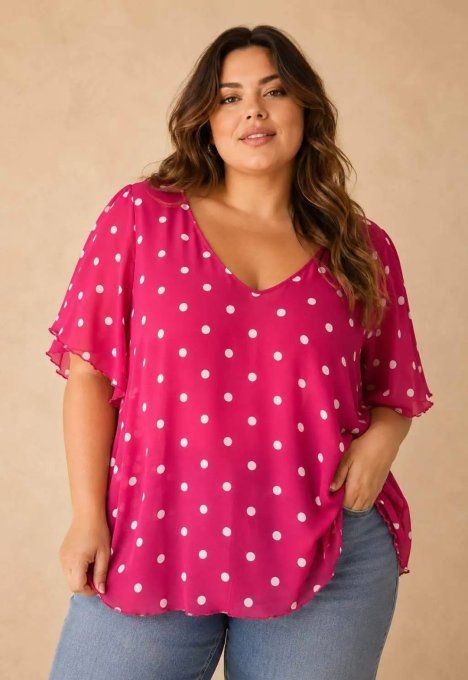 ​Blouse Fluide & Pois Blancs