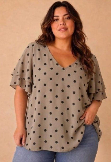 ​Blouse Fluide & Pois Blancs