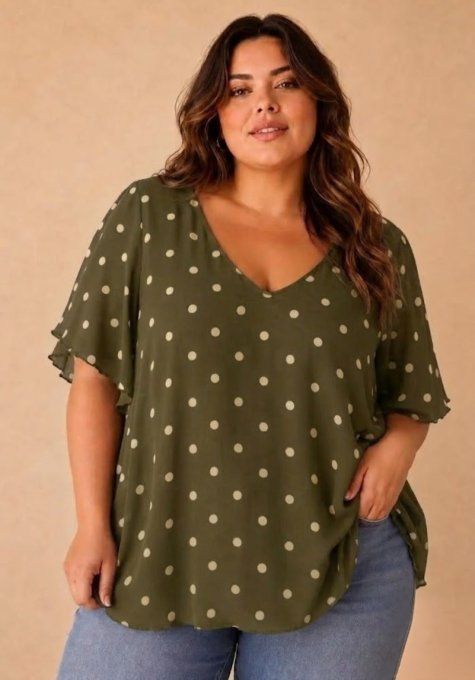 ​Blouse Fluide & Pois Blancs