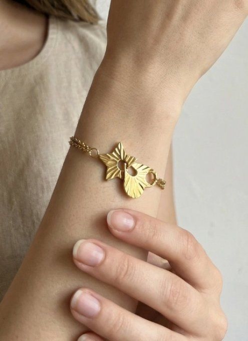 ​Bracelet Double Chaîne "Cœur & Étoile" Doré