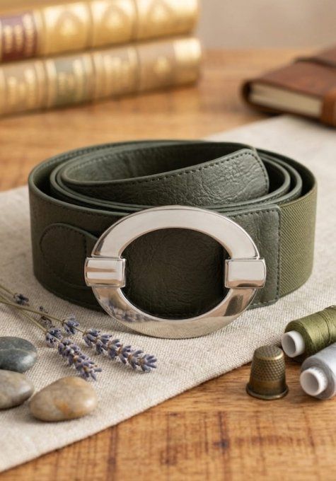 ​Ceinture Élastique Large & Boucle Argentée