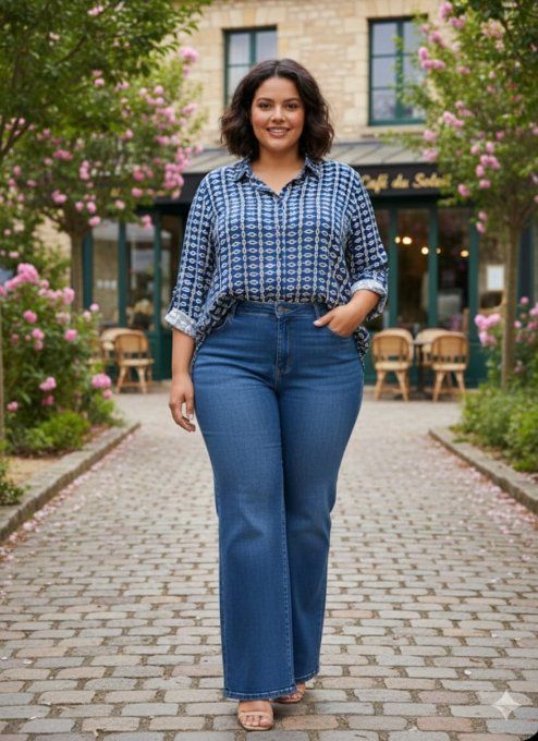 ​Chemise bleue à motifs maillons