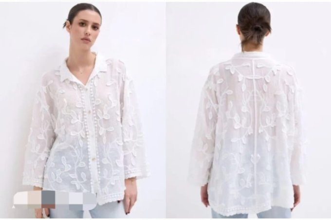 ​Chemise Bohème Brodée en Relief