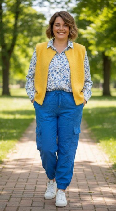 ​Chemise Fluide à Imprimé Fleuri Bleu