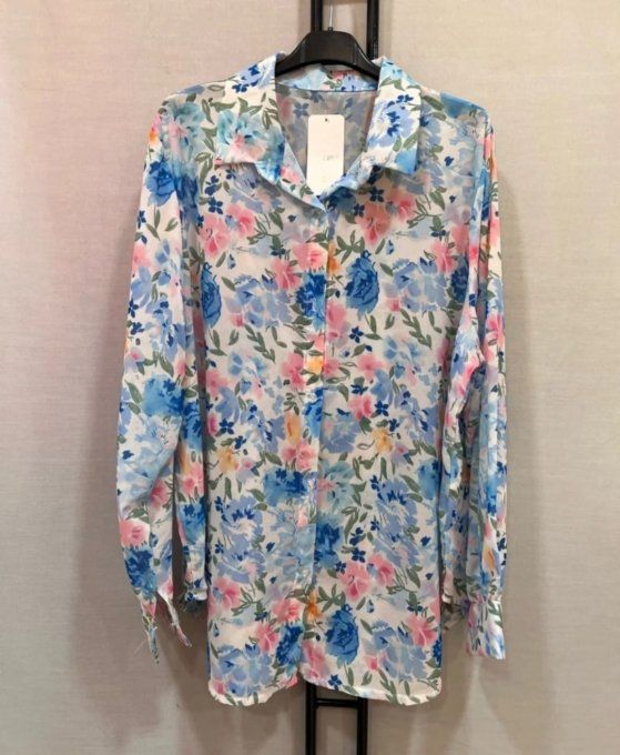 ​Chemise Fluide à Imprimé Floral Multicolore