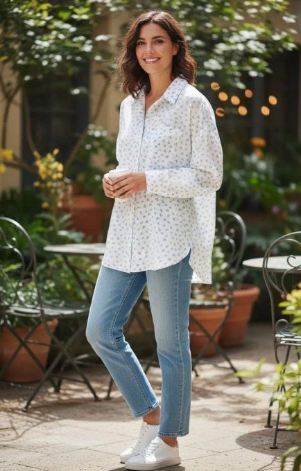 ​Chemise Imprimée au Style Romantique