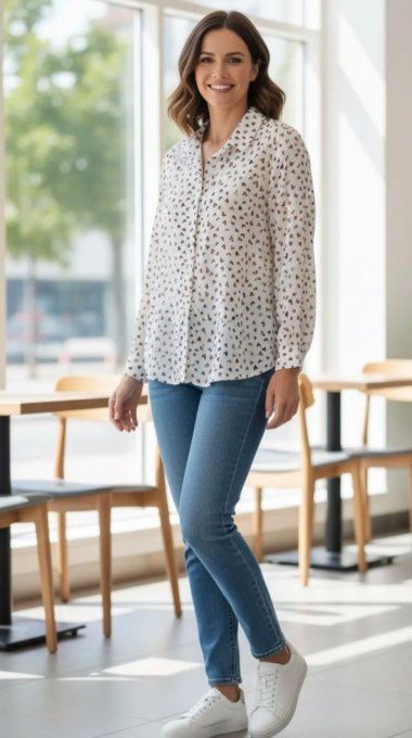 ​Chemise Imprimée au Style Romantique