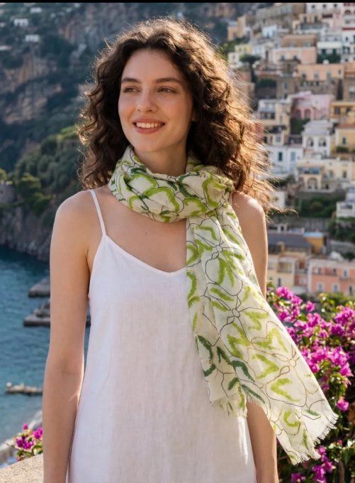 ​Écharpe Légère "Chlorophylle & Or"