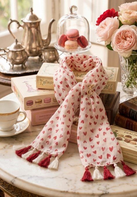 ​Foulard Fluide & Cœurs Romantiques