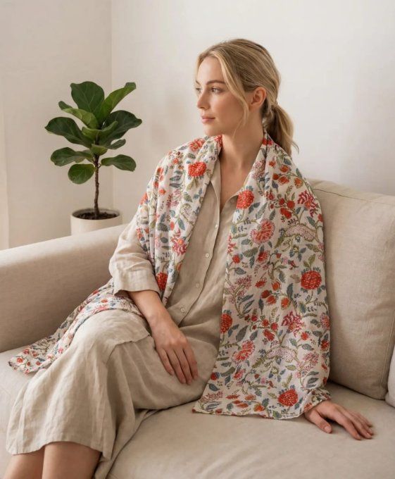 ​Foulard​ Léger Imprimé Fleurs de Printemps