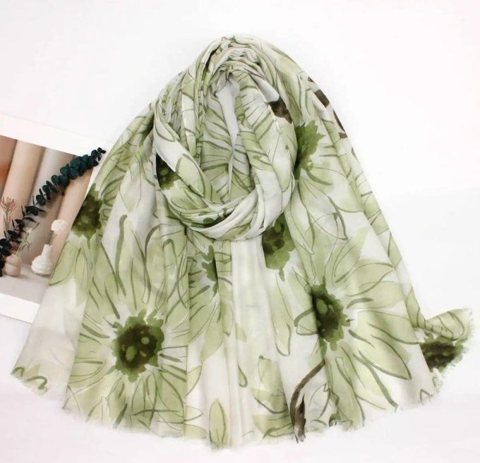 ​Foulard Vaporeux à Motifs Floraux Géants