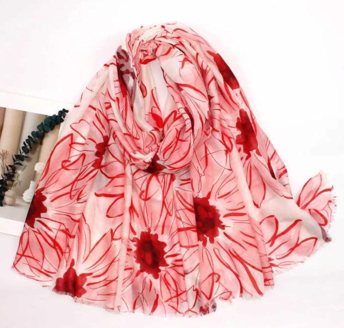 ​Foulard Vaporeux à Motifs Floraux Géants