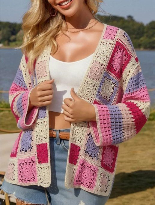 ​Gilet en Maille Crochetée & Rosace au Dos