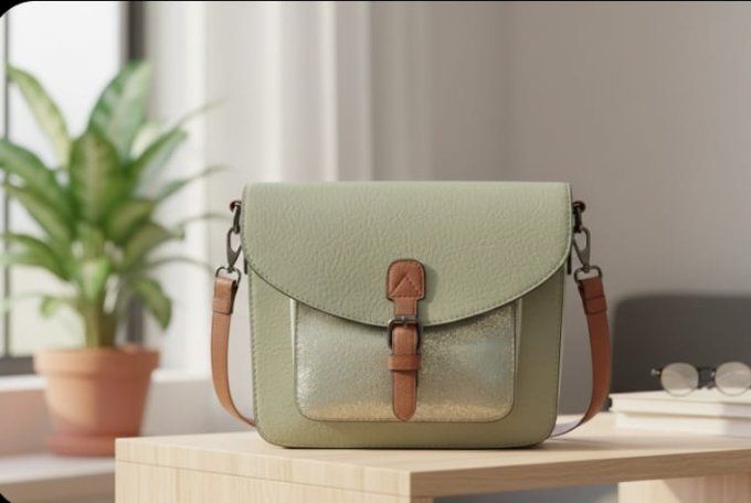 ​Le Sac Besace "Vert Amande & Or"