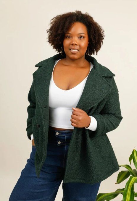 ​Veste Courte Texturée – Col Revers