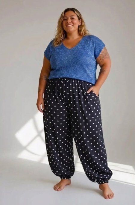 ​Pantalon Bouffant Fluide à Pois "Louna"