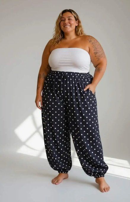 ​Pantalon Bouffant Fluide à Pois "Louna"