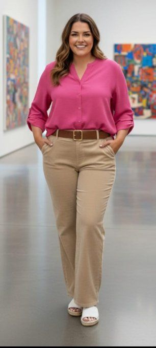 ​Pantalon Large en Velours Côtelé avec Ceinture Assortie