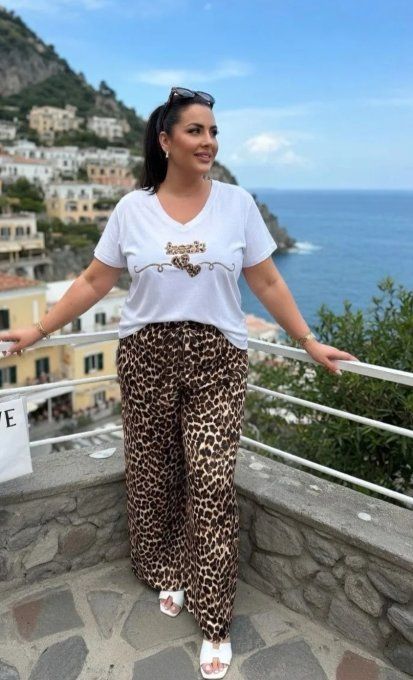 ​Pantalon Large Fluide Imprimé Léopard "Wild" ?