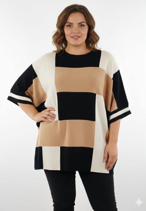 ​Pull Tunique - Jolie Taille - Motifs Géométriques