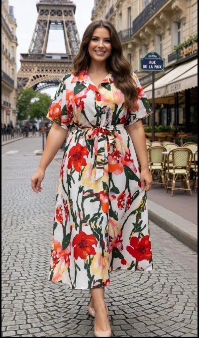 ​Robe Chemise Midi "Jardin de Paris"
