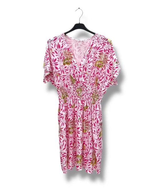 ​Robe Fluide à Imprimé Feuillage & Fleurs Dorées