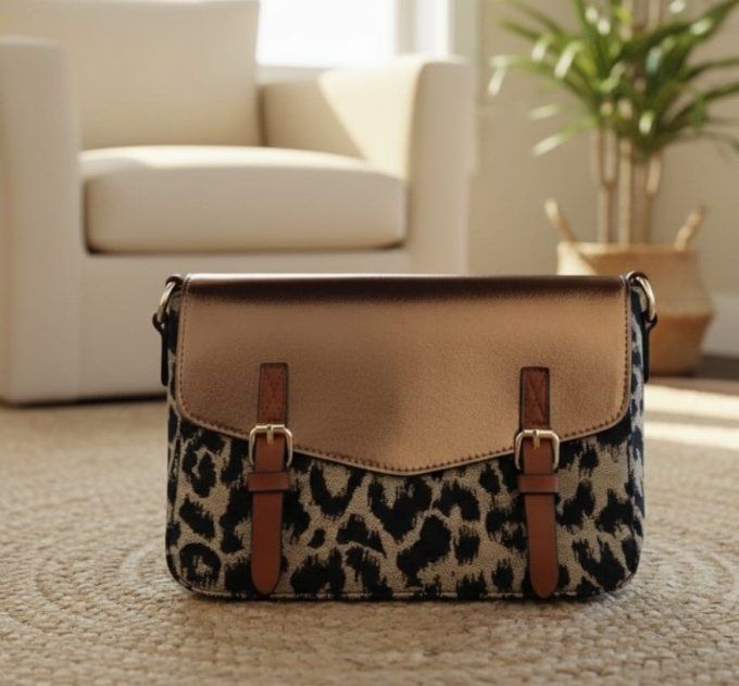 ​Sac Bandoulière Bronze & Léopard