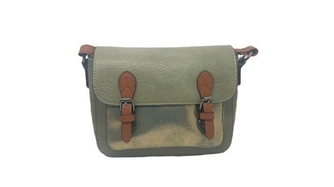 ​Sac Besace "Vert Amande" & Or Givré
