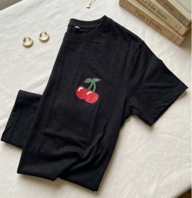 ​T-shirt Noir & Cerises