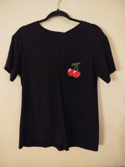 ​T-shirt Noir & Cerises
