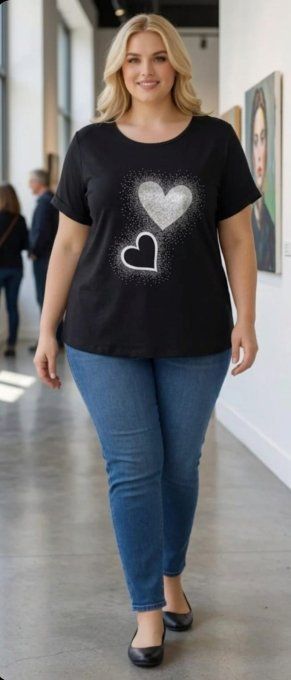 ​Top Fluide "Double Cœur" & Détails Scintillants