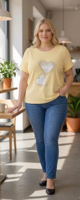 ​Top Fluide "Double Cœur" & Détails Scintillants