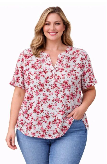 ​Top Fluide Imprimé Fleuri "Rose Bohème"