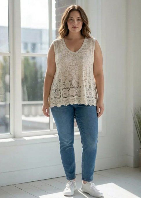 ​Top sans manches en Crochet "Esprit Bohème"