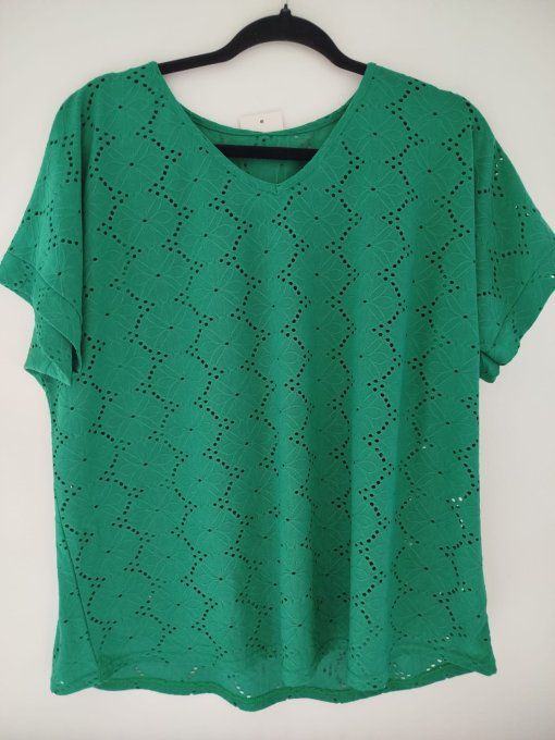 ​Top Vert Émeraude en Broderie Anglaise