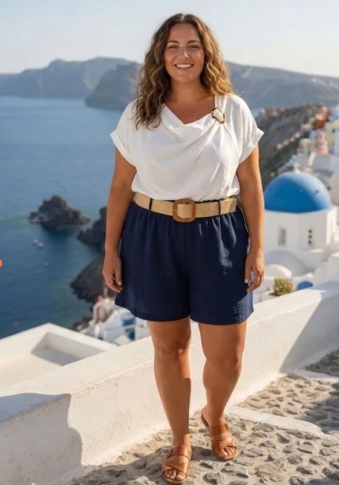 Short Fluide à Taille Élastiquée & Ceinture 