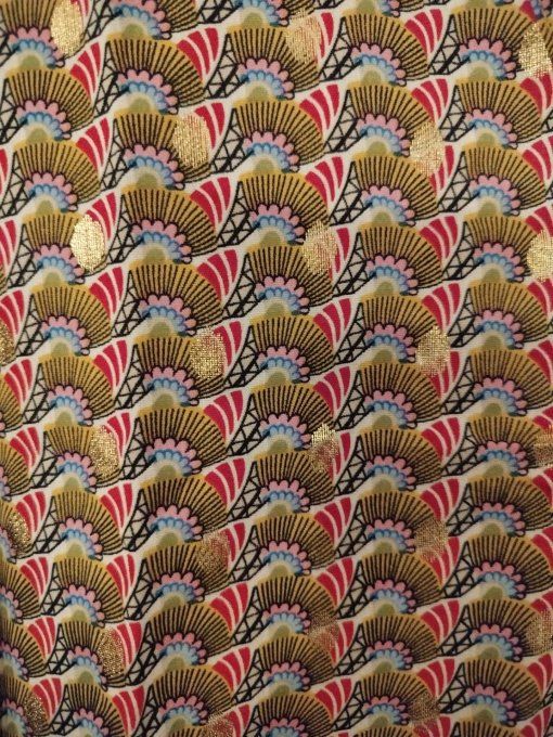 Tunique Fluide Motif Éventail et Détails Dorés