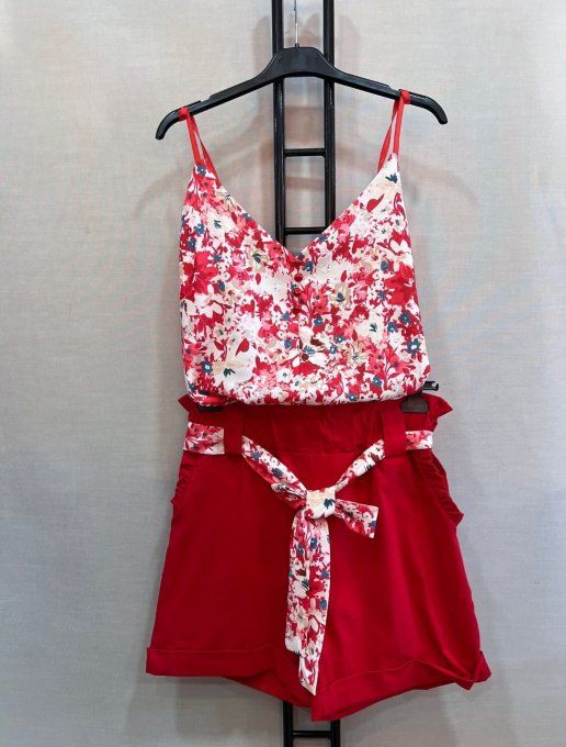 Top fleuri Rouge