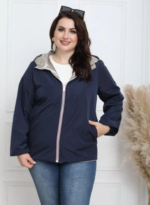Veste Coupe-Vent Réversible "Éclat Doré" ☔️✨ Bleu Marine / Doré