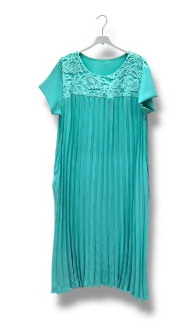 Robe Longue Plissée & Empiècement Dentelle