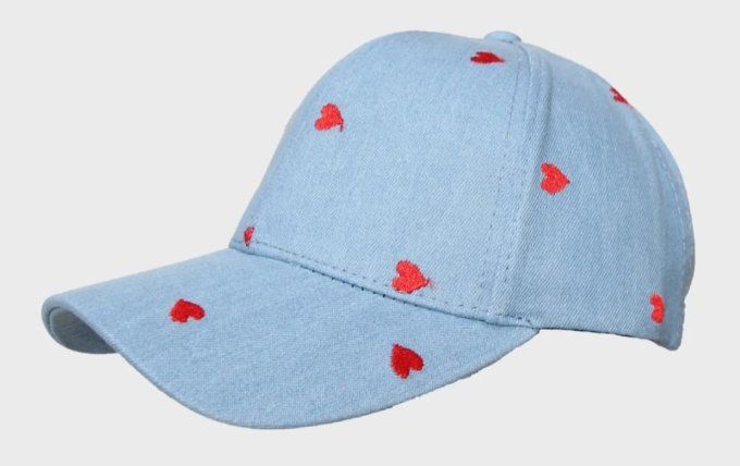 Casquette en jeans Coeurs