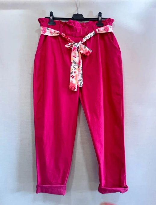 ​Le Pantalon Carotte & Ceinture Fleurie ( 36 / 42 )   