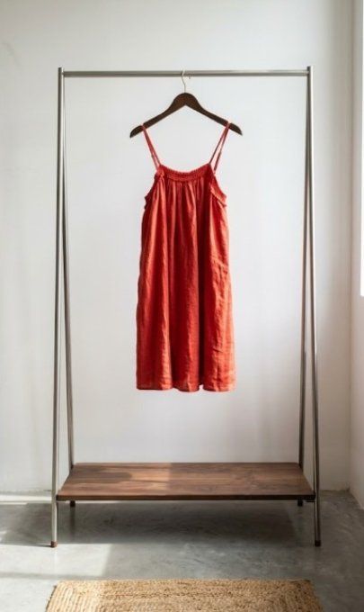 Robe Fluide à Bretelles Réglables Corail