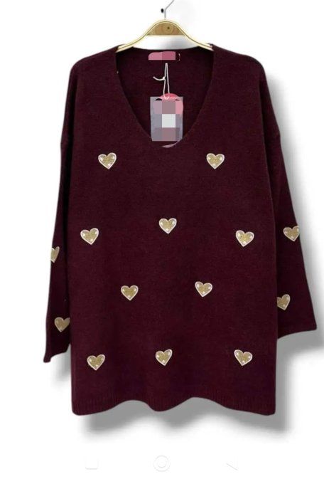 Pull Oversize Motifs Cœurs