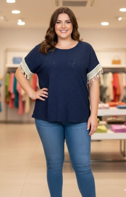 ​T-shirt ajouré à manches franges bohèmes