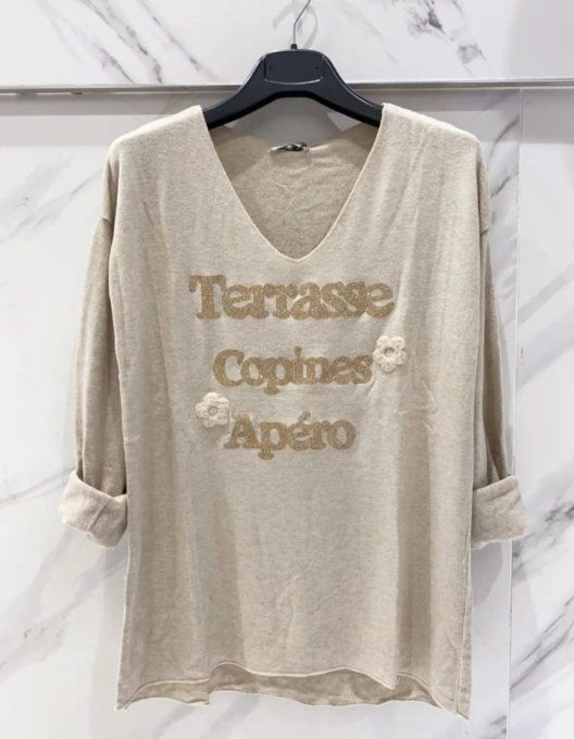Pull fin "Terrasse Copines Apéro" ✨