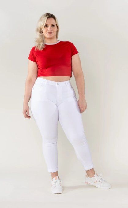 Jeans slim Blanc - Taille Haute - Nina Carter 