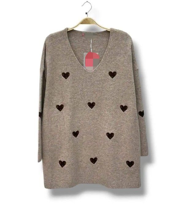 Pull Oversize Motifs Cœurs